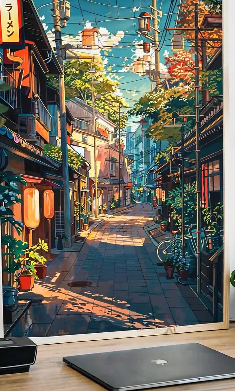 Tokyo Cityscape Poster - Manga-style Street Art, Vibrant