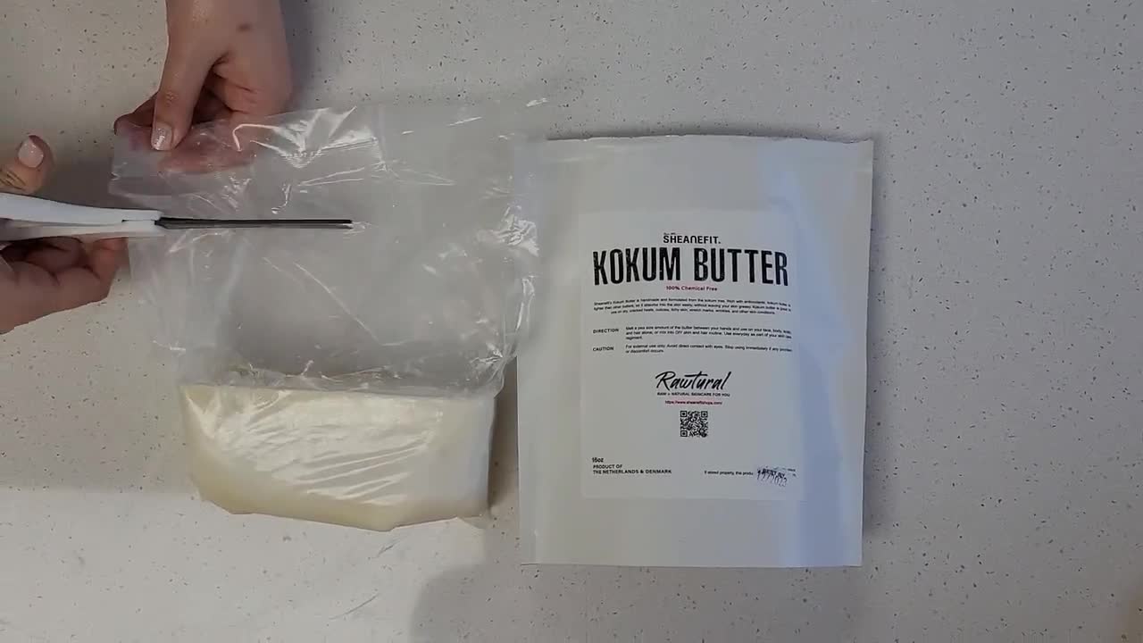 Sheanefit Raw Kokum Butter Bulk Bar - Smooth Textured Body Butter Absorbs Quickly, Use Alone or Mixed Body Butter, Hair Creams Bulk Bar (1 lb Bar)