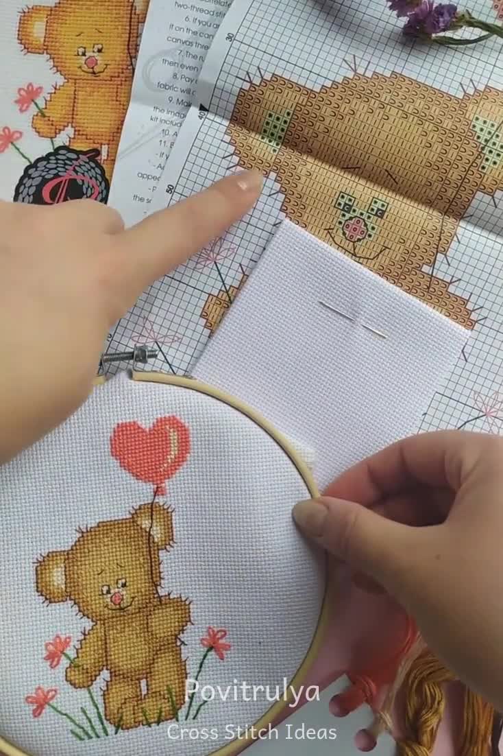Osito punto de cruz para niños Felicidades Kit de bordado bricolaje Oso  Decoración para habitación bebé -  México