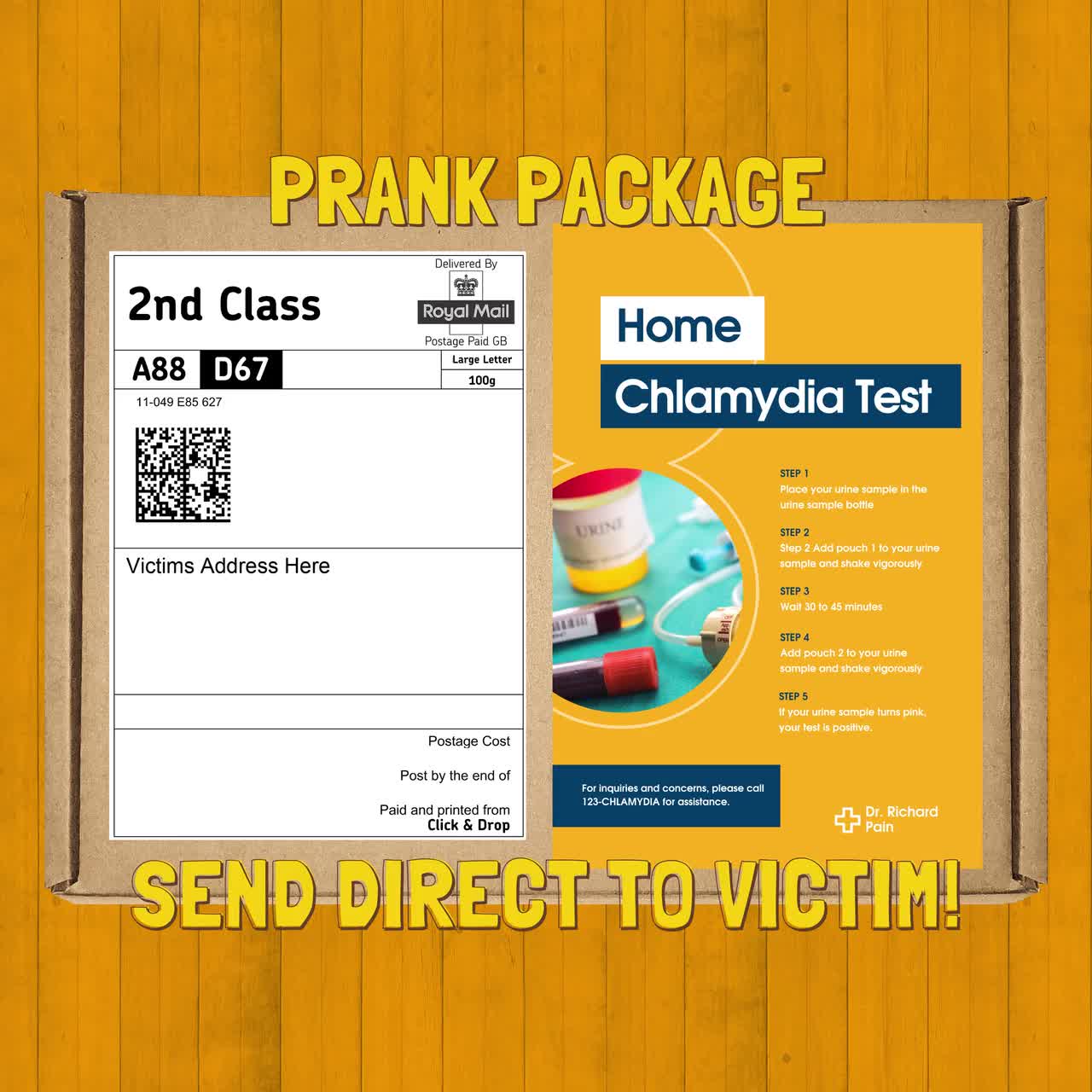 Prank Gift Box Chlamydia Test. Gag Gift/funny Inappropriate Prank Gifts.  Send 100% Anonymously to Friends, Family, or Victims. 