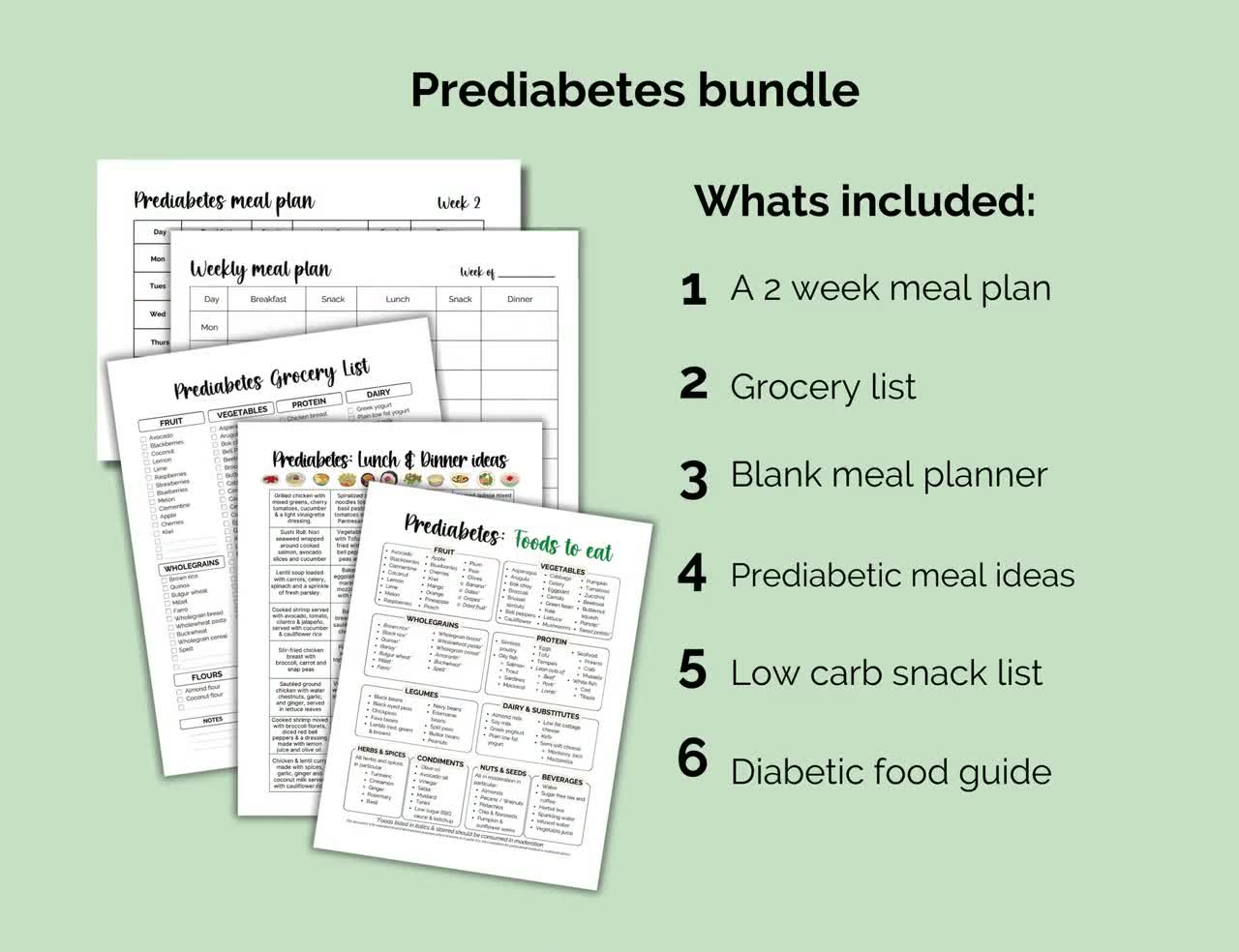 Prediabetes bundle PRINTABLE, Food guide, Diabetic food list, Prediabetes  diet, Diabetic meal plan, Low carb food list,Diabetes awareness