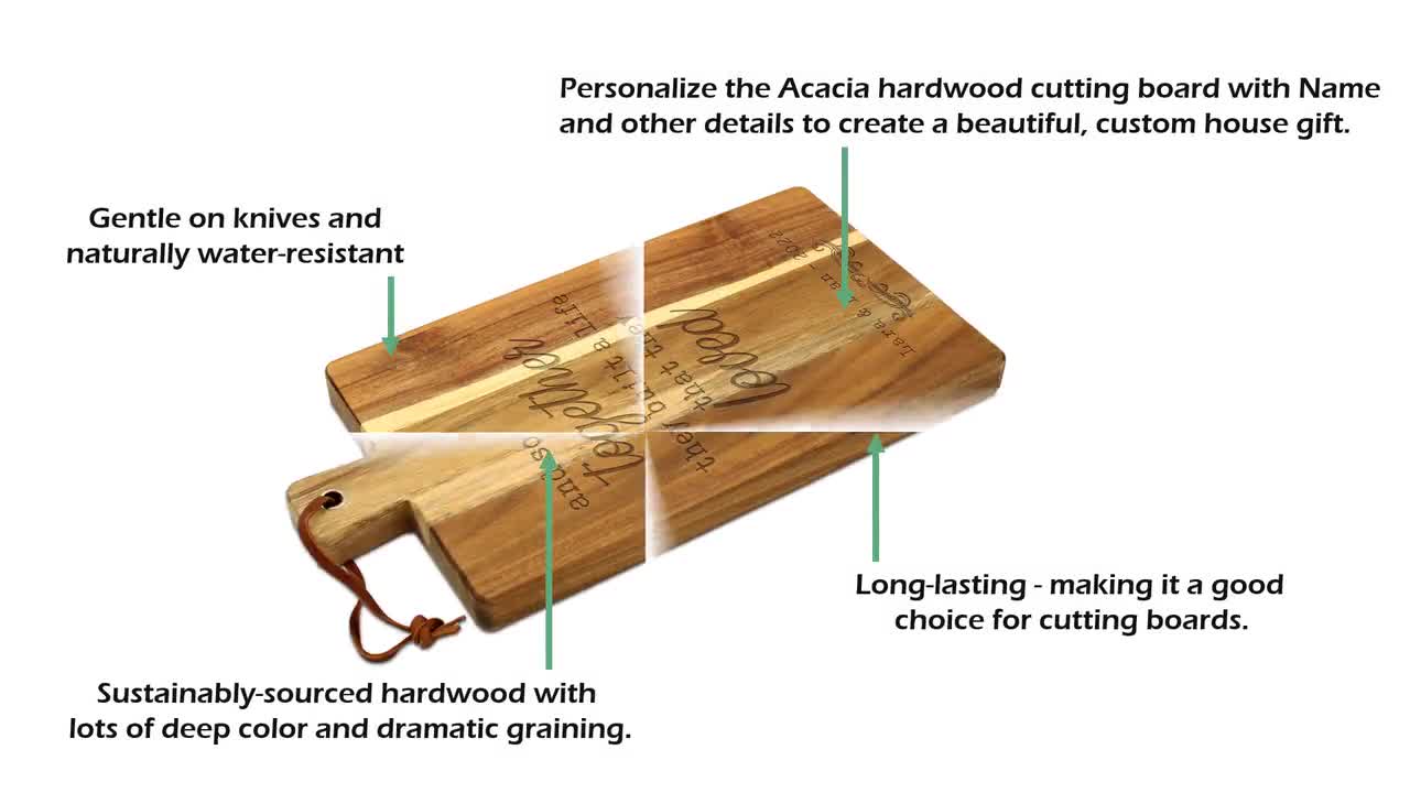 Acacia Wood Laser-engraved Personalized Name Cutting Board