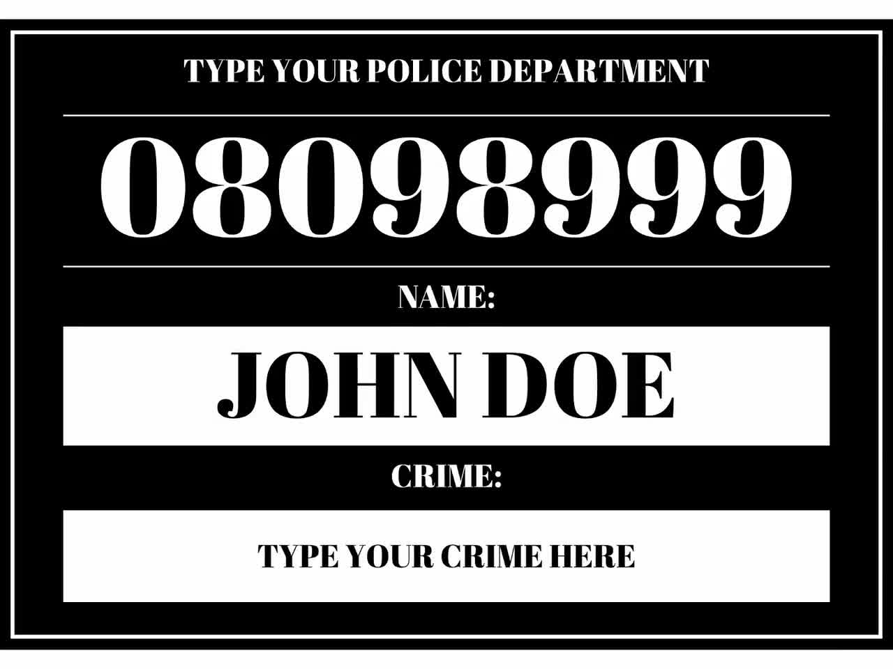 Letrero editable para foto policial, foto policial, fiesta policial, plantilla de Canva, plantilla digital de Canva, tamaño A4 y carta de EE. UU., acceso instantáneo video poster