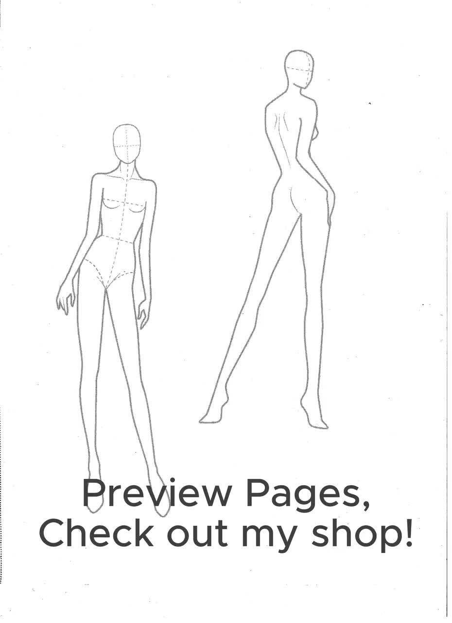 ファッション デザイン クロッキー、ファッション テンプレート、女性