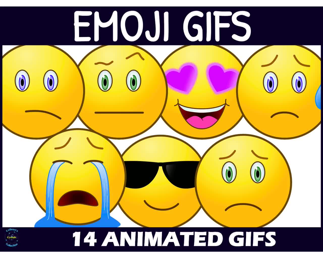 Emoji Gifs Set 7 Emotions Clip Art Animated Emoji Clip Art Emoji