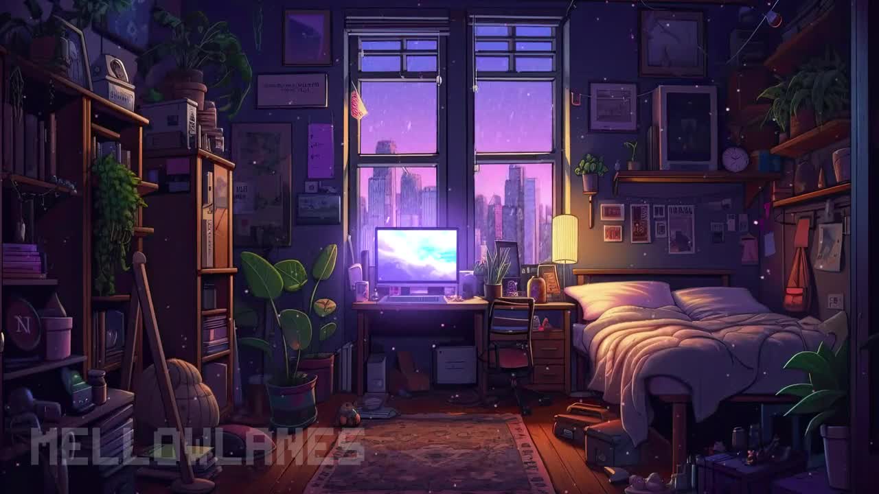 Vtuber Background Animated | Cosy Lofi Bedroom | Purple Looped Vtuber  Twitch Stream Overlay | Instant Digital Download