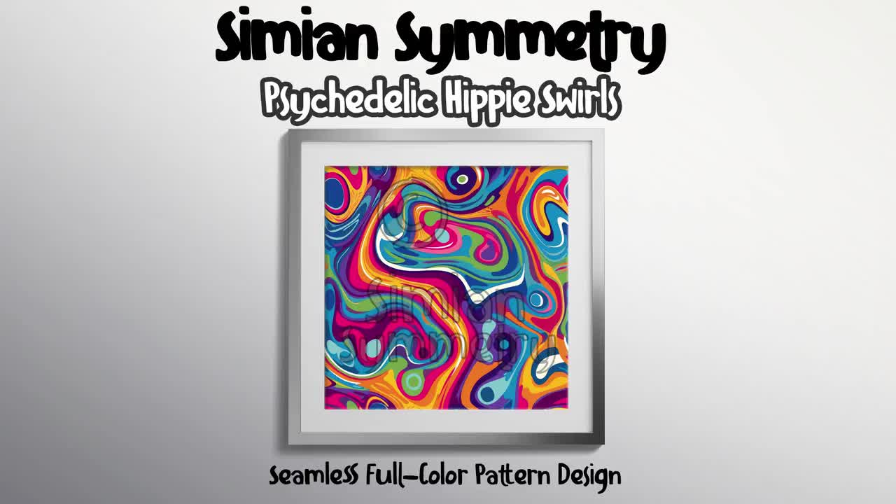 Psychedelic Hippie Swirls Digital Paper | 60s Retro Pattern