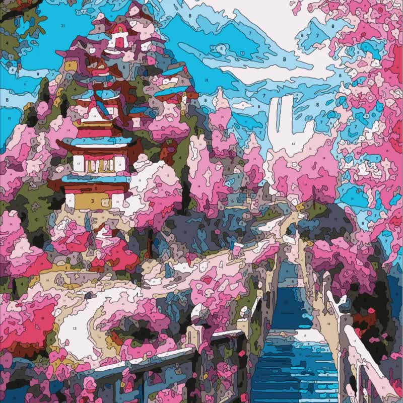 Color by Number for Adult, Paint by Number Printable, Japanese