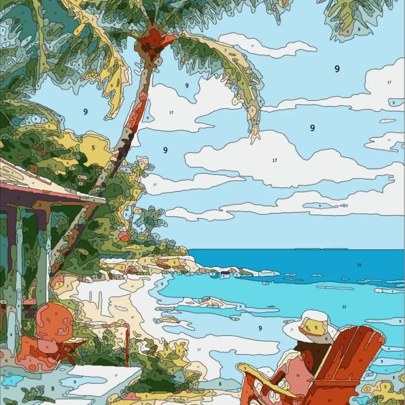 Peinture Par Numéros Adulte – Paysage Lac, 50x40 Cm, 24 Couleurs Acryliques, 3 Pinceaux, Activité Détente, Décoration Murale