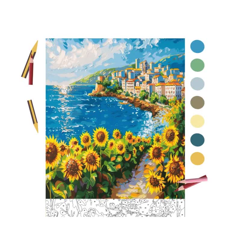 大人のための塗り絵、印刷可能な塗り絵、イタリアの風景、塗り絵ページ