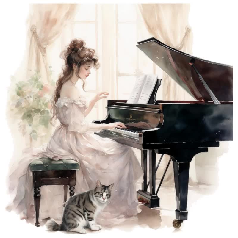 Victorian Woman Play Piano Clipart Png,bundle 15 High Quality Jpg