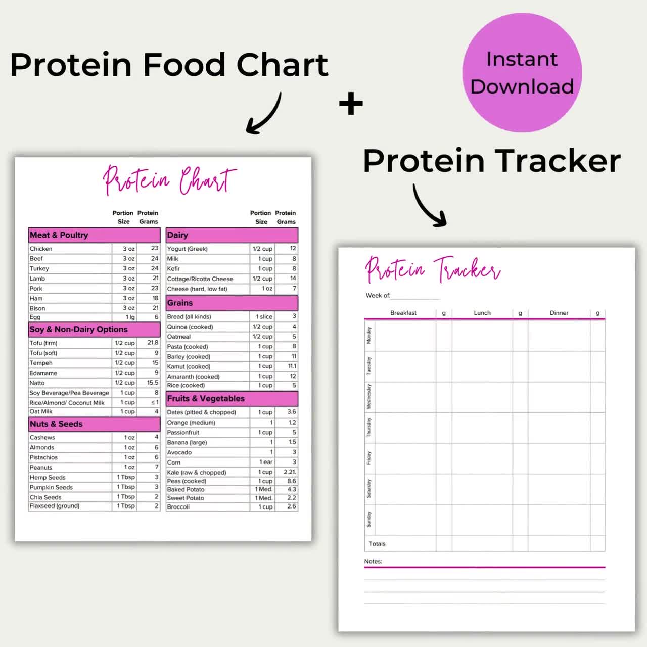protein-chart, protein-tracker, protein-nahrungsführer, high food  protein-chart, protein-spickzettel, meal prep, proteinliste zum ausdrucken