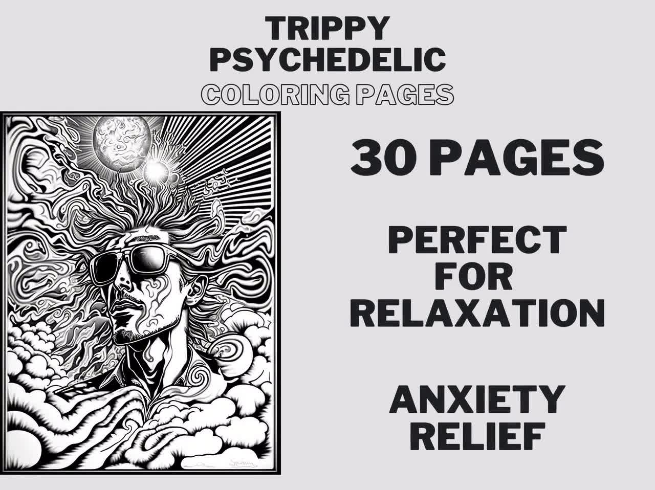 Set di libri da colorare psichedelici Trippy in scala di grigi 1/30 pagine da  colorare stampabili per adulti / Scarica illustrazione in scala di grigi /  file PDF stampabile -  Italia