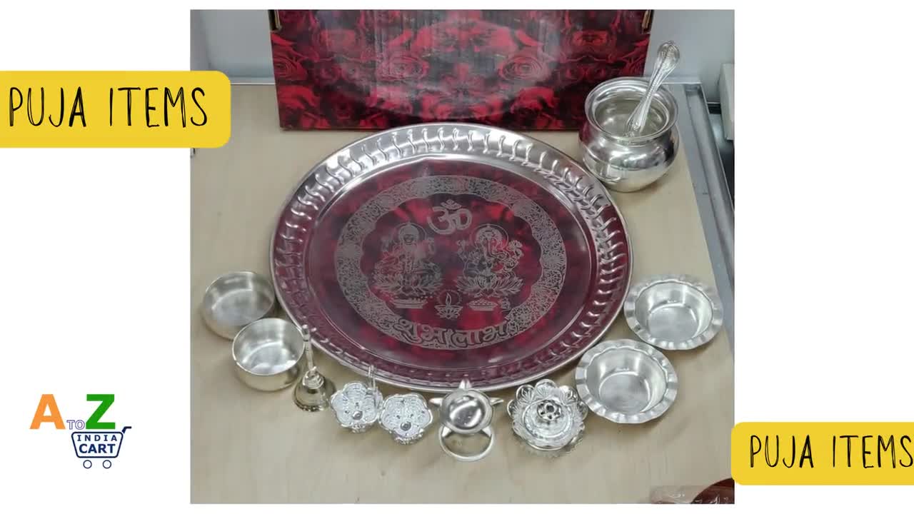 Designer German Silver Round Pooja Thali Set Return Gifts