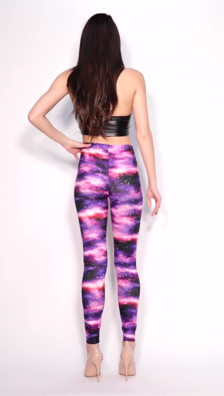 Purple Mist Leggings by USA Fashion™, Creamy Soft Leggings® Collection, Pink  and Purple Galaxy Leggings, Space Print, Galactic 