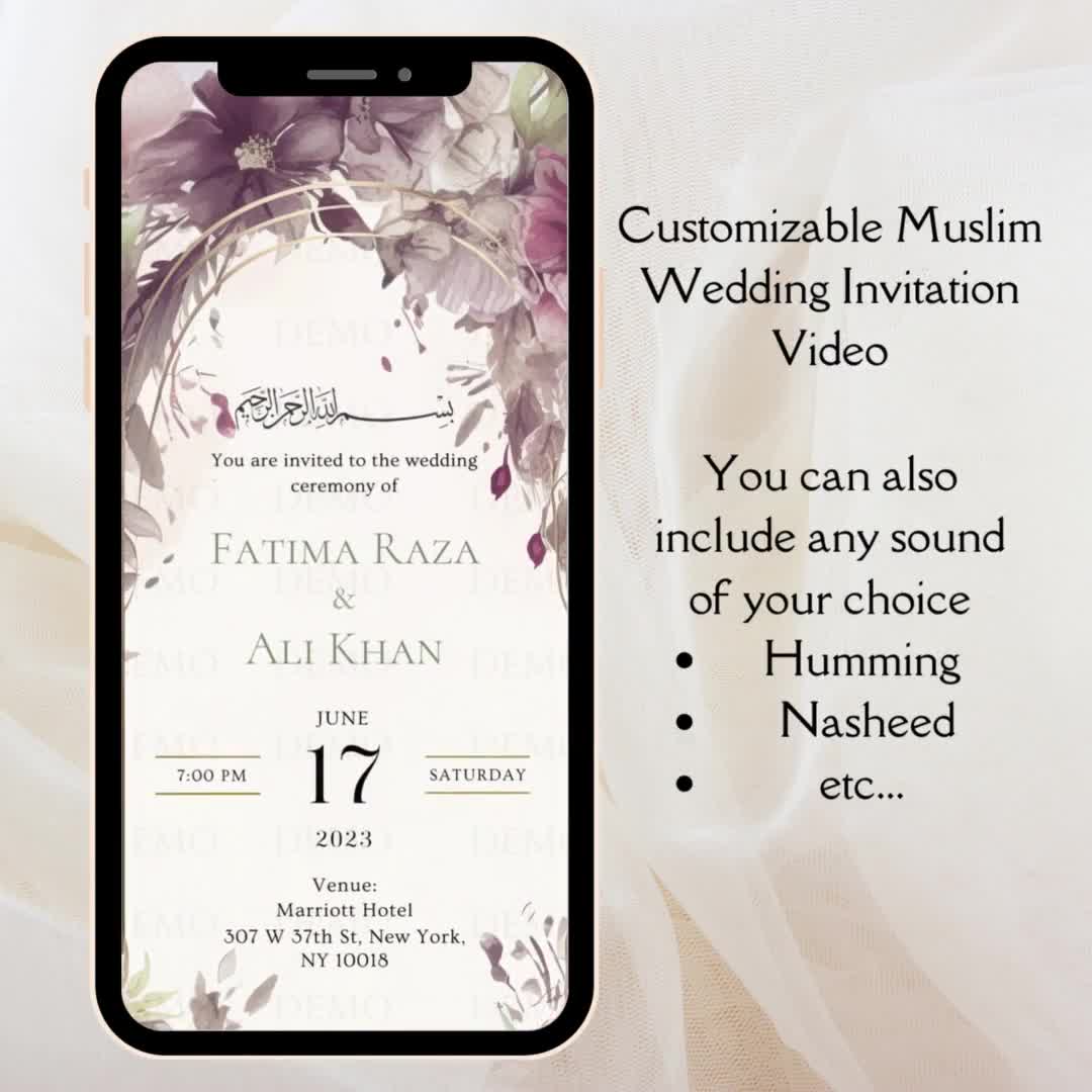 Digital Muslim Wedding Invitation Video | Video Wedding Invitation |  Islamic Wedding Video Invitation | Elegant Muslim Video Invite |