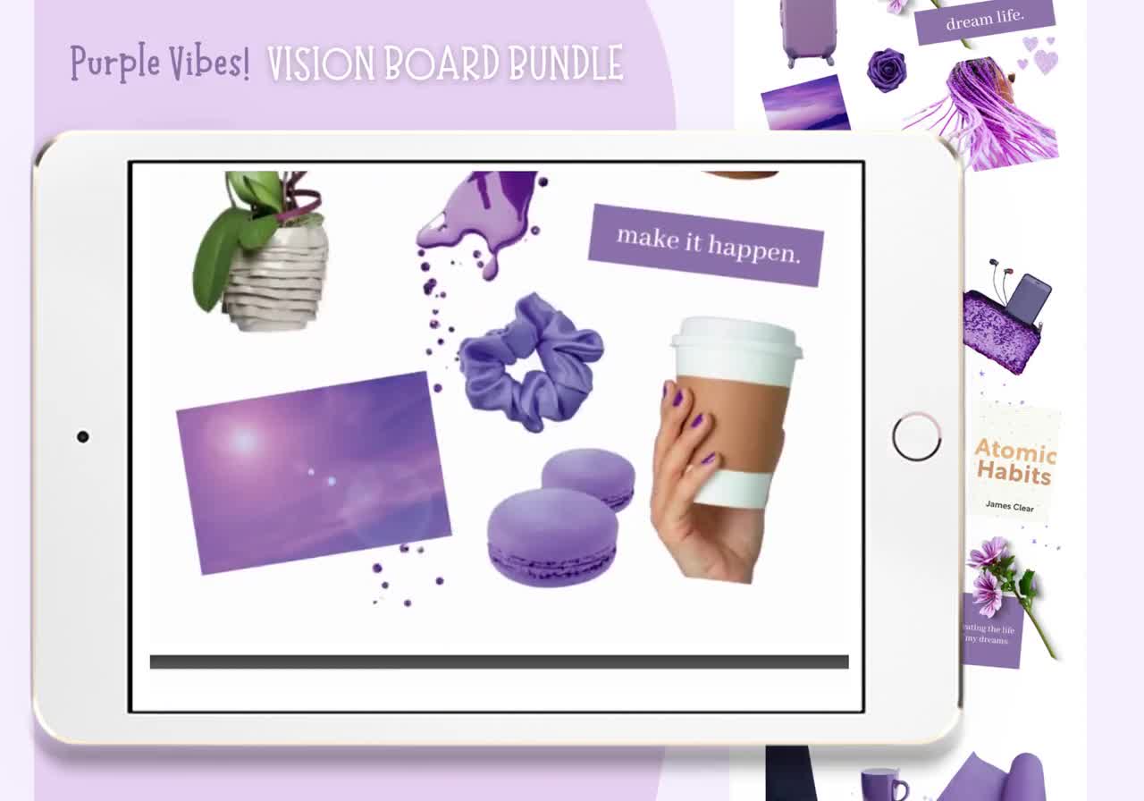 Purple Vision Board Bundle for Women Vision Board Printable Vision Board  Purple Collage Kit Magazine Words Vision Board for Girls 