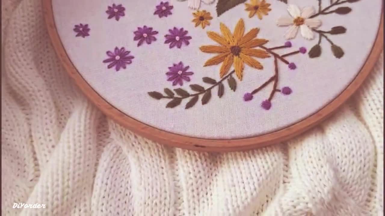 Fai da te Artigianato Ricamo a mano Kit Moderno Fiore Floral Pattern Party  Compleanno Regalo Hoop Art Bambini Artigianato Pre Stampa Tessuto Aghi -   Italia