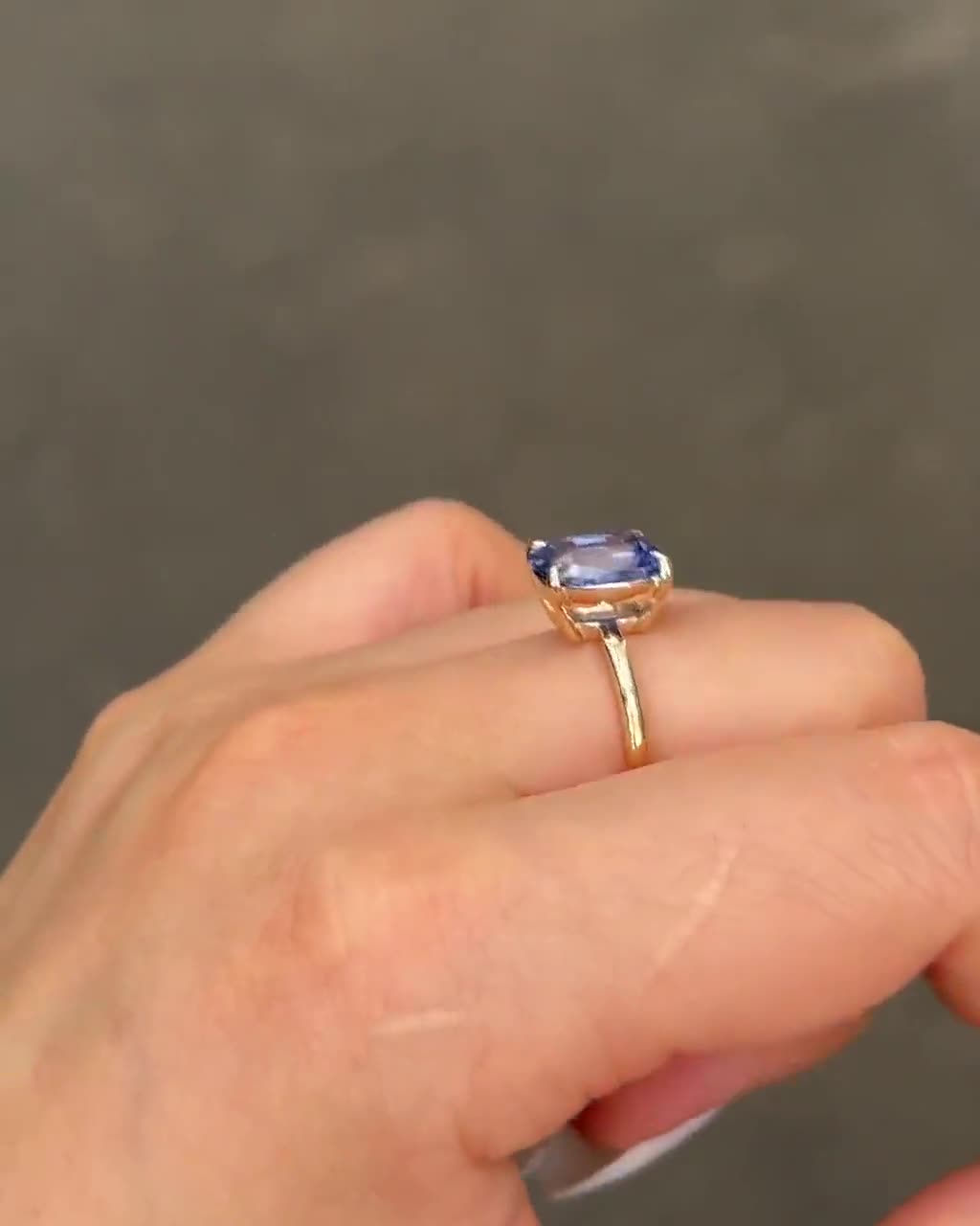 Minimal 1.30 CT Blue Sapphire Cushion Cut Ring-14k Solid Yellow Gold Ring-Elongated Cushion Wedding Ring-September Birthstone Ring-In Trends video poster