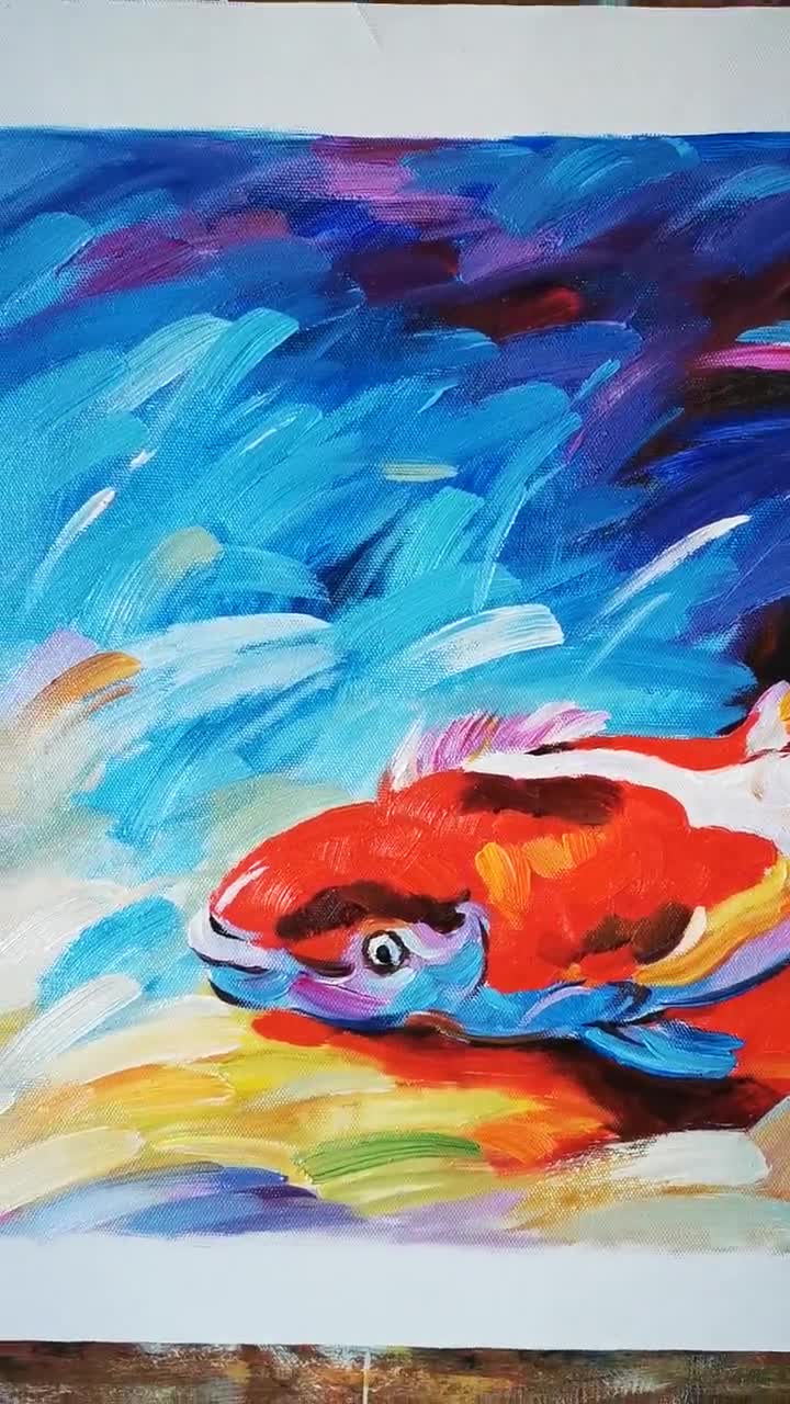 Tableau Peinture À L'Huile Moderne Poisson