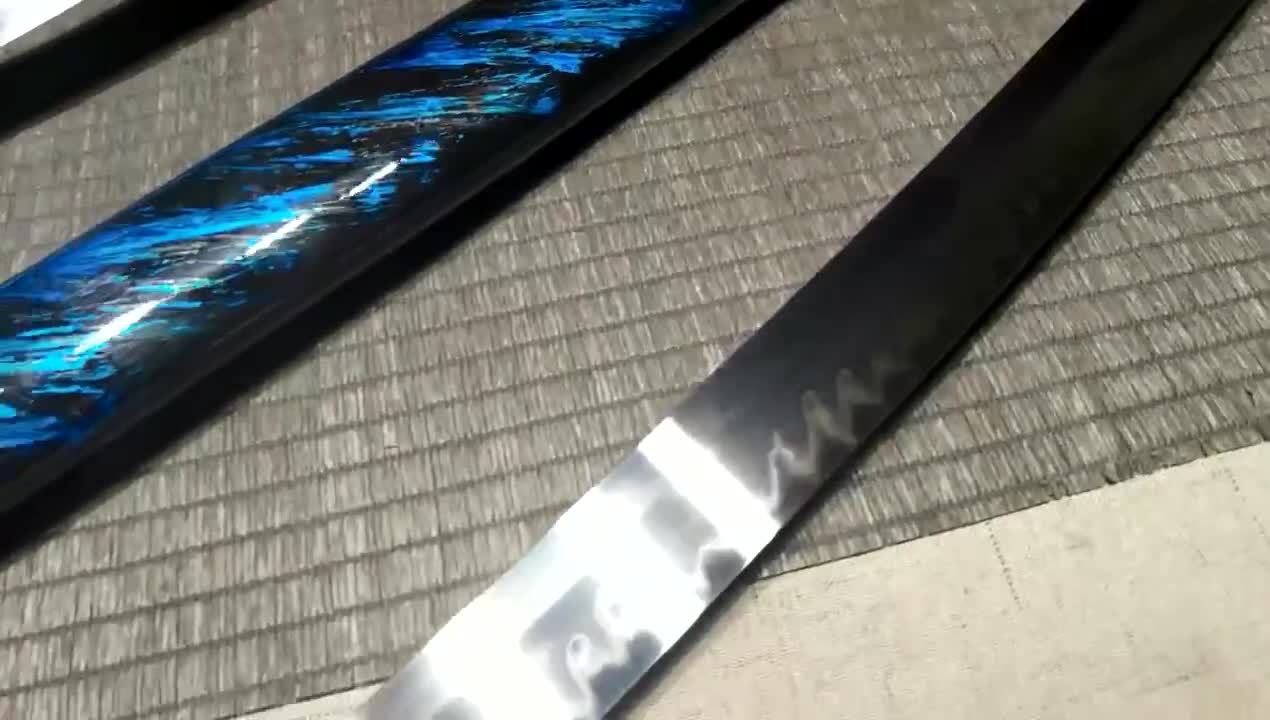 Ghost Of Tsushima Sword Kits  Handmade Blue Blade Tsushima Ghost Clan  Sakai Katana And Tanto Sword Set Cosplay Replica - TrueKatana