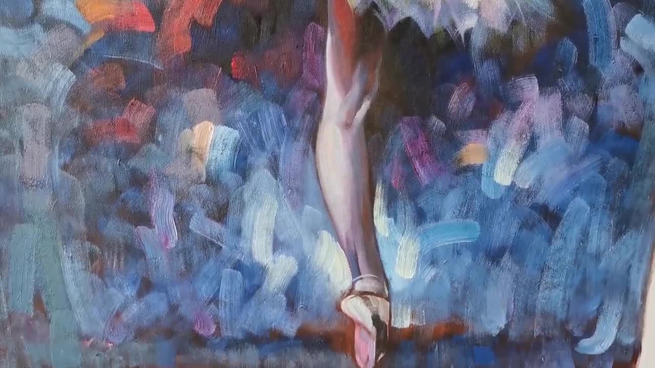 Pintura de bailarina de ballet impresionista pintada a mano sobre lienzo  Bailarina contemporánea CERTIFICADO DE BELLAS ARTES INCLUIDO -  México