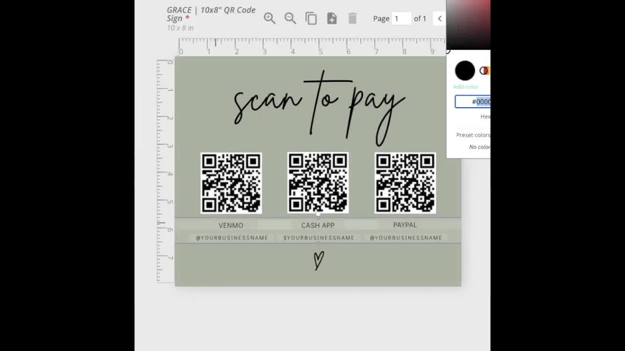 QR Code Sign Template, Scan to Pay Sign, Venmo Sign, CashApp QR Code Sign,  Small Business Marketing, PayPal Payment Sign | GRACE