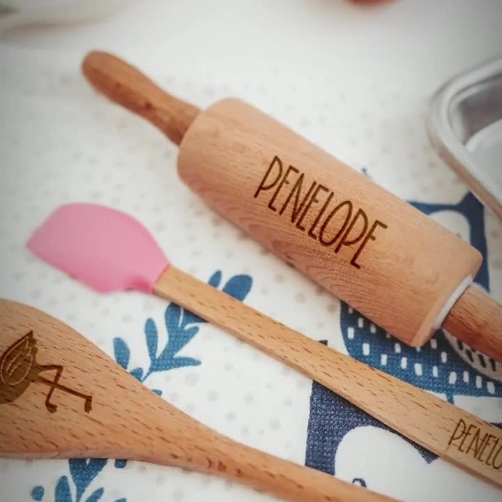 Wooden Kitchen Toys, Personalized Spatula, Kids Rolling Pin, Baking Gifts,  Rainbow, Niece Gift From Aunt, Granddaughter Gift, 