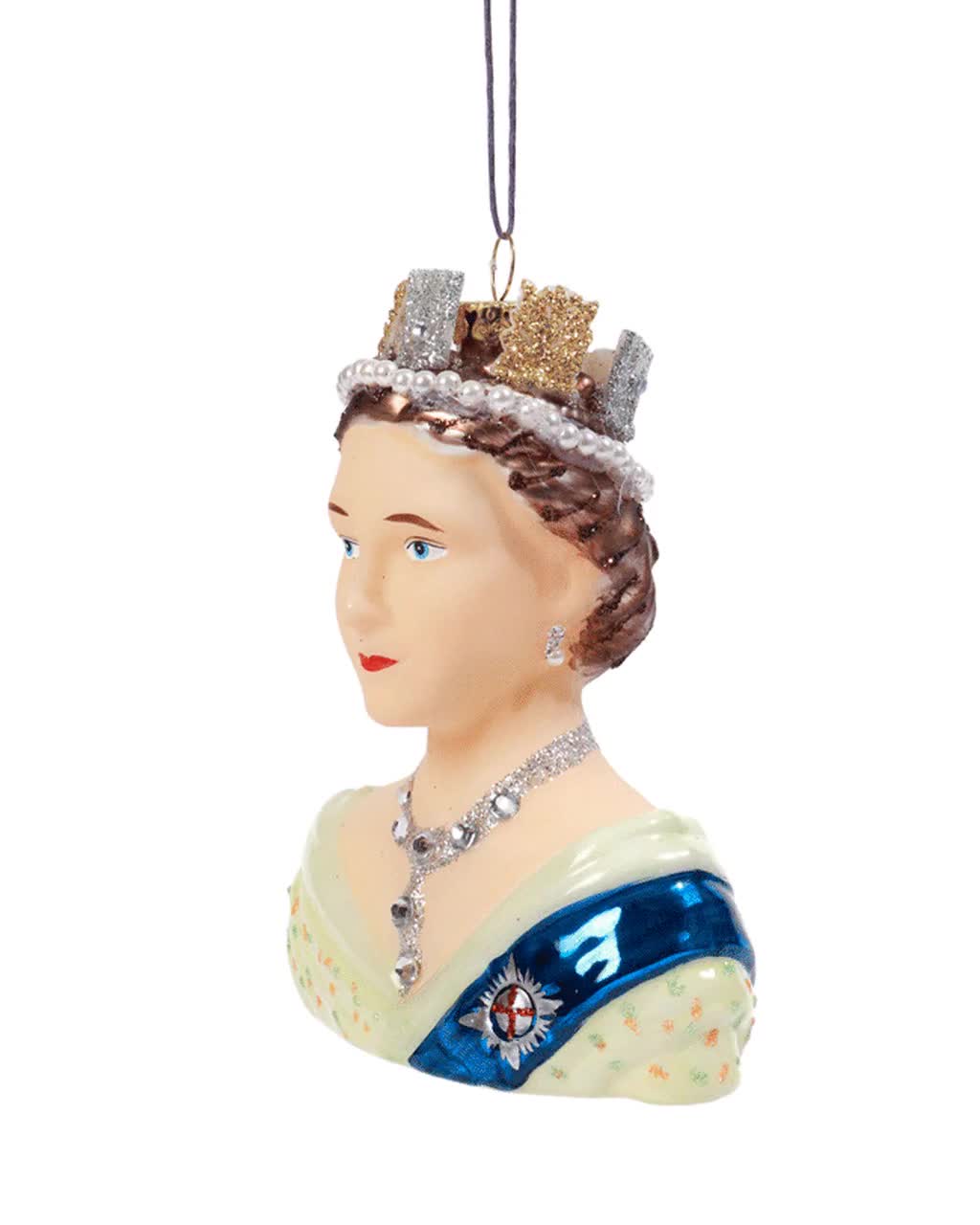 Queen Elizabeth II Figurine Glass Ornament