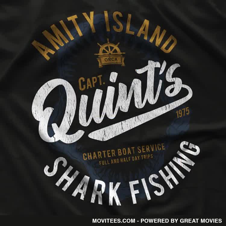 quint's shark fishing t shirt