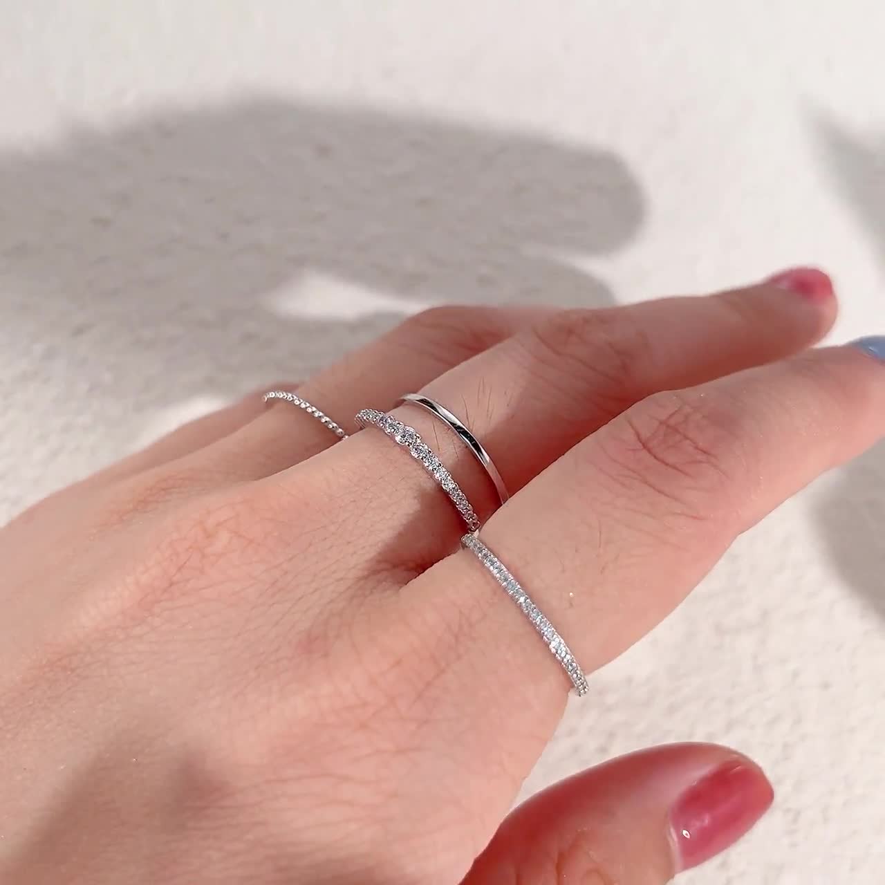 Ultra Minimalist Set Ring Silver Gold Sterling of Mixed Thin Set Rings Dainty 925 of Diamond - Stacking 4, Thin Delicate Simple Etsy Ring Stackable