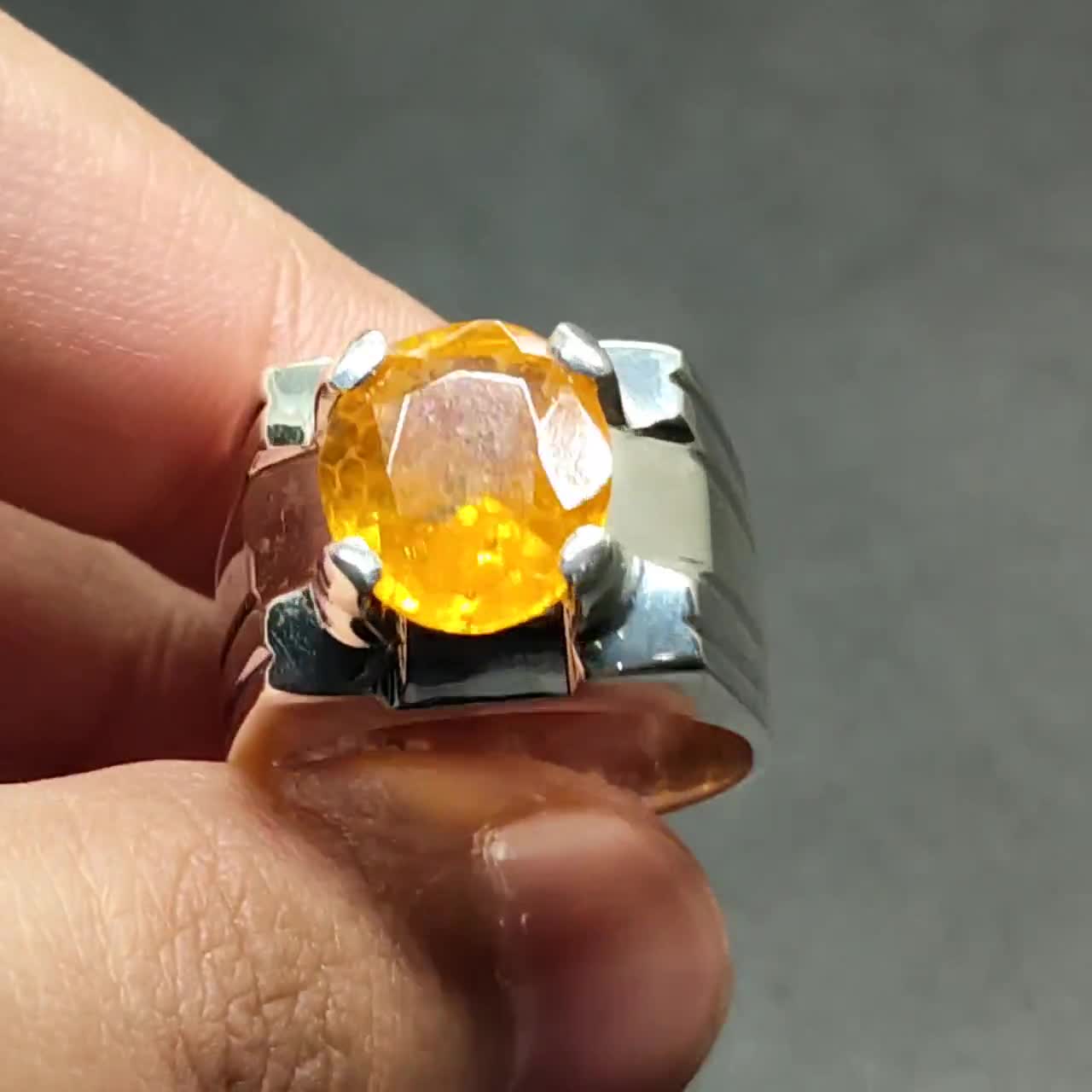Luxe Jewelry Designs Men's Gold Ion Plated Stainless Steel Ring with Yellow  Topaz Synthetic Tiger - Walmart.com