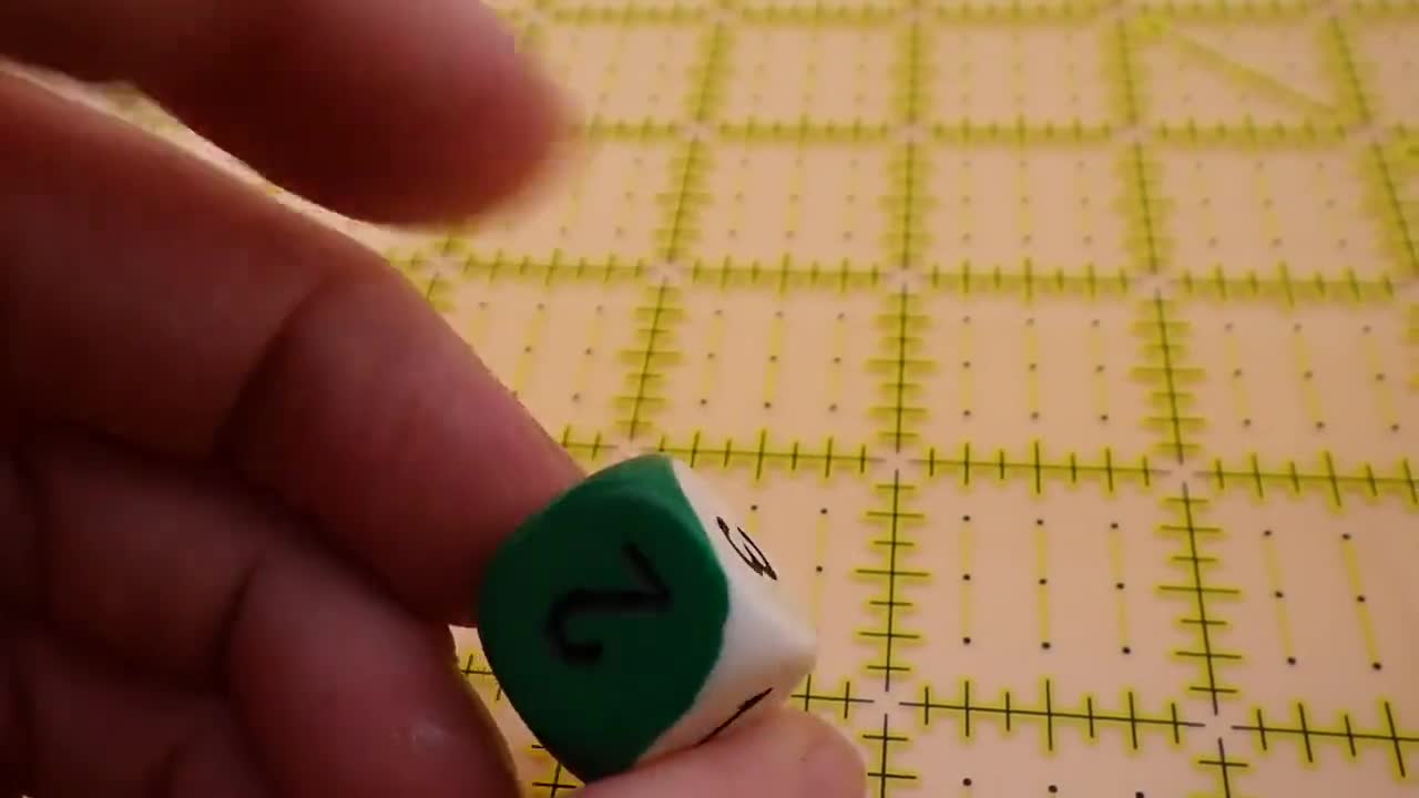 White & Green 16mm Three-sided Die (1D3)(1-3 Six-sided) - Tabletop