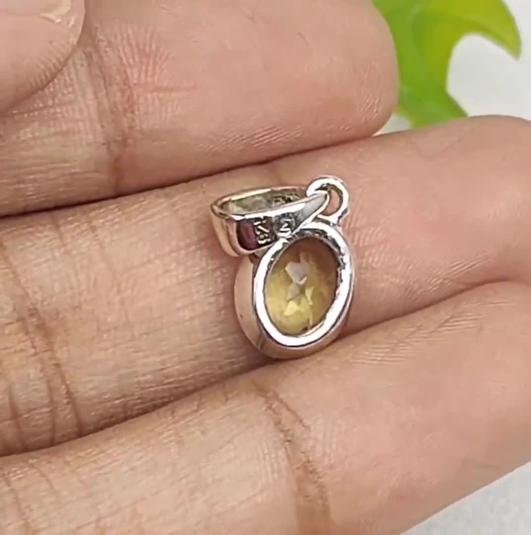 レモンクォーツペンダント：925スターリングシルバー、イエロー
