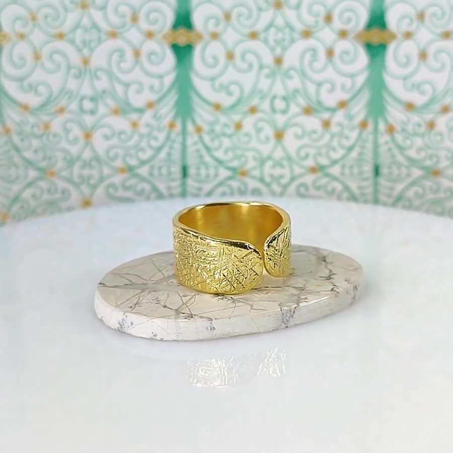 指輪・リング Combination Gold/Brass Square Wide Silver Cigar Band / Ring Wide Wedding Band, Modern Diamond Ring, Cigar Band Ring