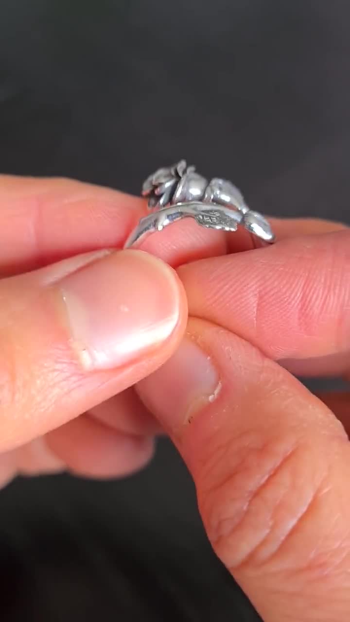 925 Sterling Silver Rose June Birth Flower Adjustable Ring - Etsy