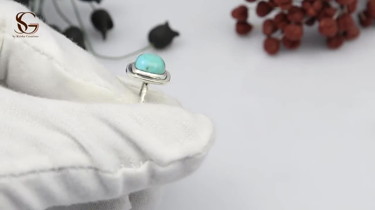 指輪 キングマン ターコイズ リング - 925 スターリング シルバー リング