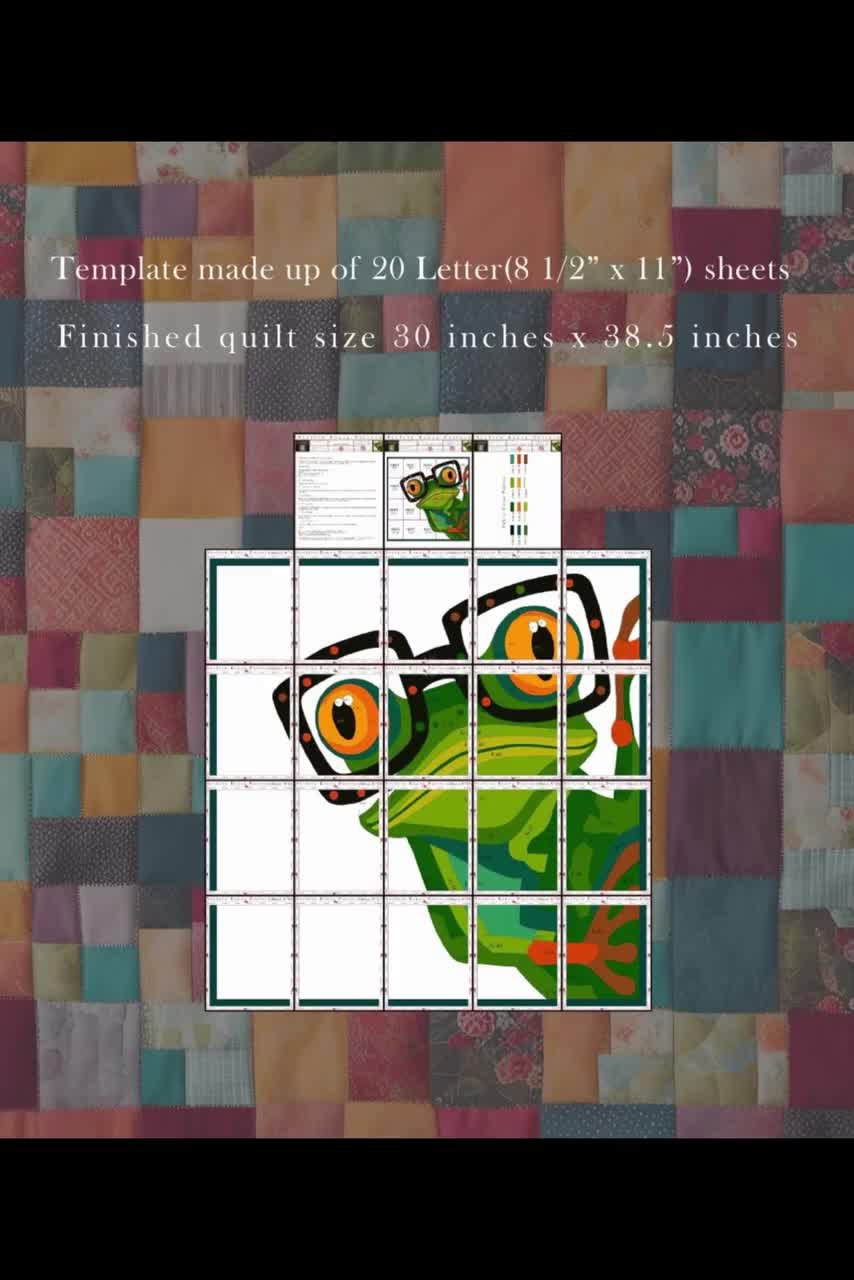 Frog Quilt Pattern: Patchwork Template, Home Craft (PDF Download) video poster