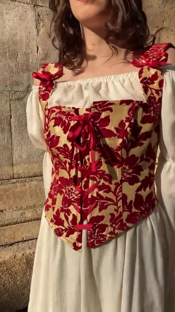 Renaissance Corset Bodice Stays in Red Maroon and Gold, Ren Fair Corset,  Corset Stays, Handmade Corset Top, Medieval Corset, Made to Measure -   Canada