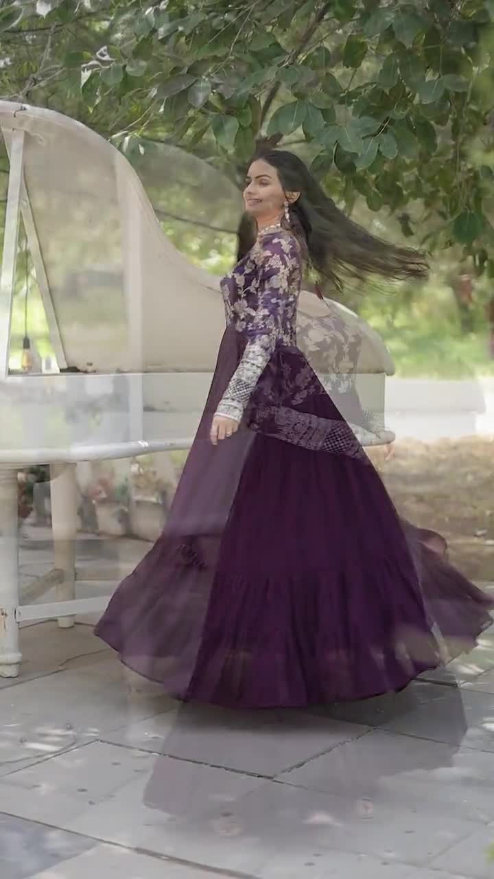 Charcoal Gray Designer Heavy Embroidered Net Bridal Anarkali Gown | Bridal  anarkali, Bridal dress design, Anarkali gown