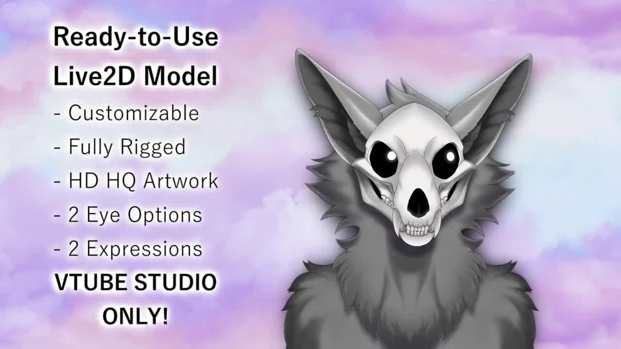 Furry Vtuber Model | Pre-made Customizable Skulldog Model | Vtube