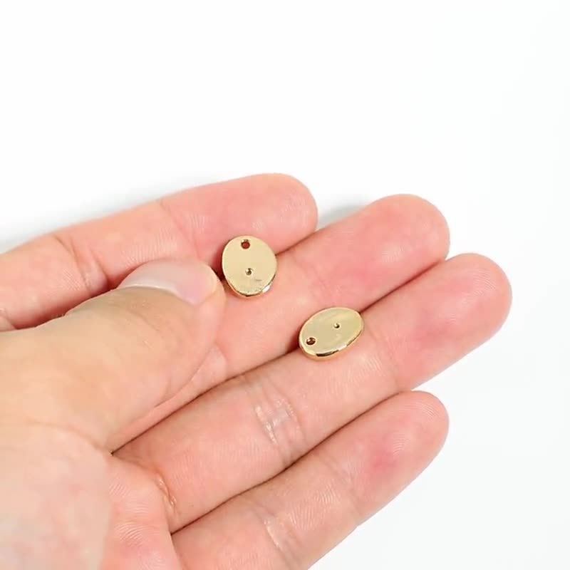 Brass Mini Oval Earring Charms With Zircon - Brass Star