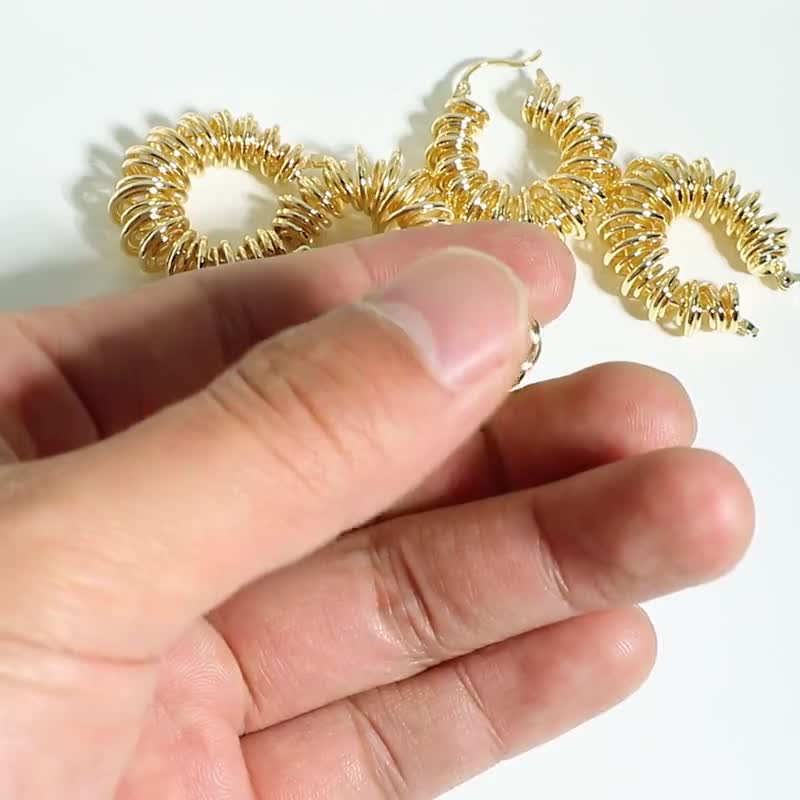Brass Spiral Coil Clasp - Brass Coil Binding Huggie Hoop - Gold Wire Spring Earring -Hoop Clasp- 18K Real Gold Plated - 32x27x11mm- RGP6301 video poster