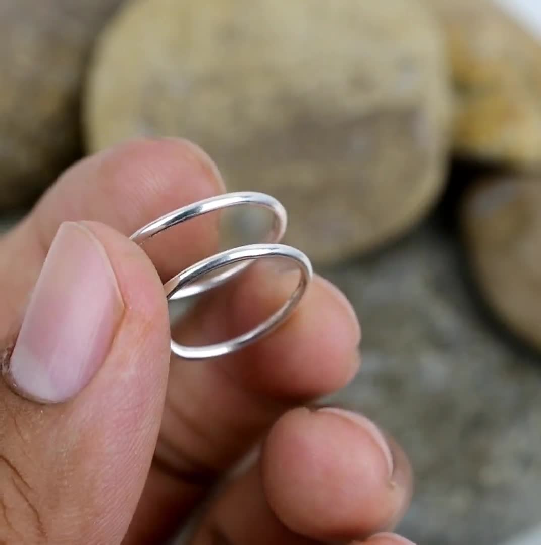 Anello Punta Solida Argento Sterling .925 Fascia Piatta - Foto 8