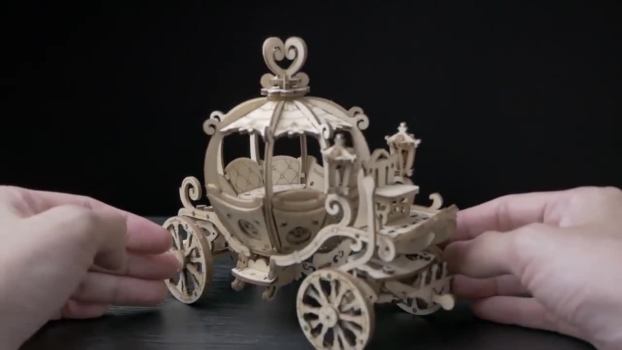 Cinderella Princess Carriage, 3D Wooden Model Kit, Pumpkin Cart, Laser Cut  Hobby Craft