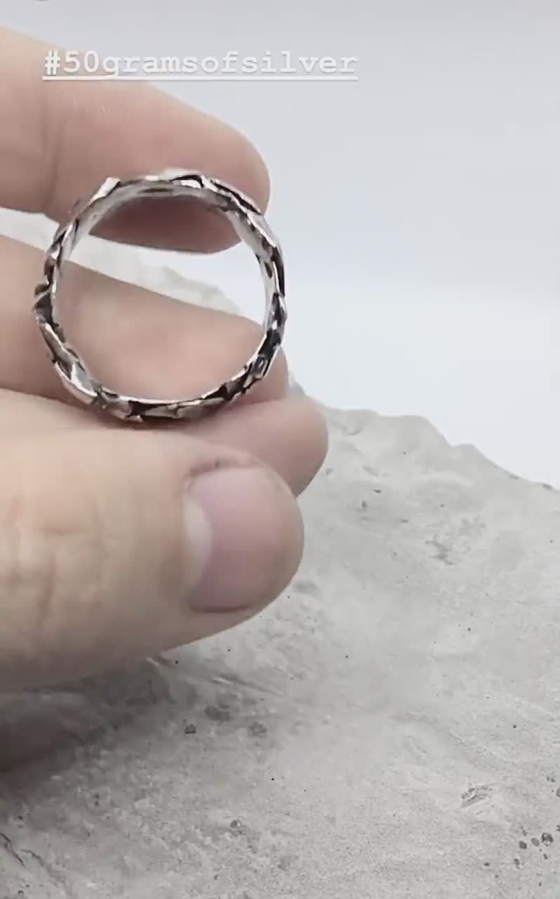 Rustic Silver Ring, Textured Oxidized Band, Handcrafted Rustic Silver Ring, Textured Oxidized Band, Handcrafted