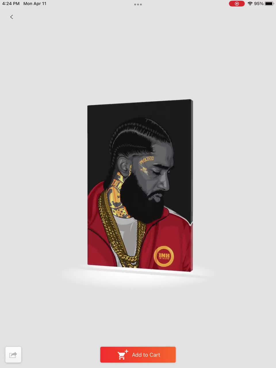 Nipsey Hussle Original 16 x 20 Wrappred Canvas Wall newest Art Decor Oil Digital Painting