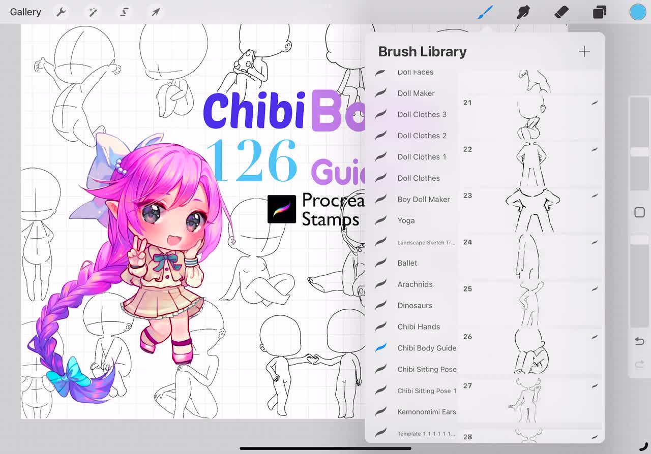Procreate Chibi Couple Poses Base | Brushes ~ Creative Market