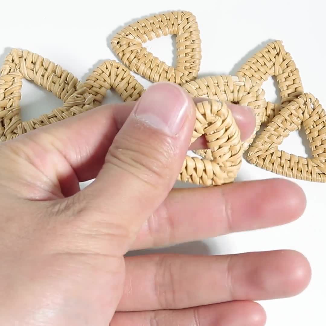 CHUNYANAN Orecchini Pendenti In Rattan Intrecciato Fatti A Mano - Set Di 4 Orecchini Geometrici Leggeri In Paglia Di Vimini, Stile Bohémien, Idea Regalo Per Donna, Amica E Sorella - 3