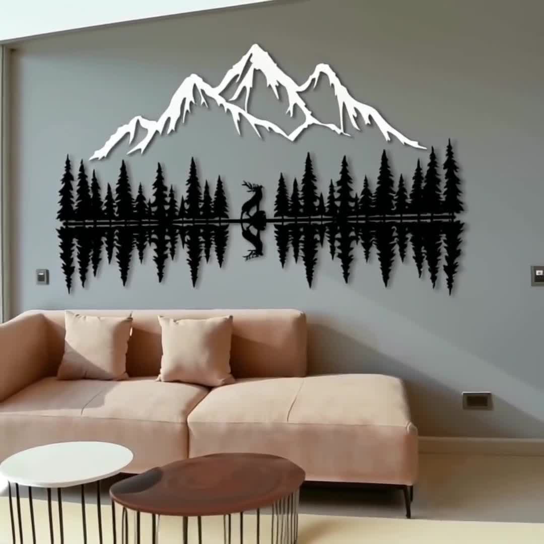 4 Decorazioni Murali Metallo Con Montagne - Arte Moderna Per Soggiorno O Camera - Foto 10